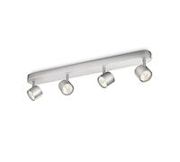 Philips Ceiling/Wall Spotlights Bar Star 4 x Warm White 22W Brushed Aluminium
