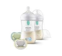 Philips Avent Natural Response Baby Gift Set: 2 Anti-Colic Bottles 260 ml with T3, 1 m+ Teats, 2 Ultra Air Soothers (Model SCD657/12)