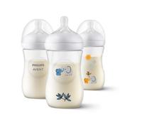 Philips Avent Natural Response Baby Gift Set, 3 Natural Response Baby Bottles 260 ml with T3 (1 m+ Teats), SCY903/63