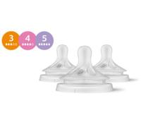 Philips Avent Natural Response Mix & Match Teat Pack, 3 Natural Response Teats with Different Flow Rates - Medium (Flow 3), Fast (Flow 4) and Extra Fast (Flow 5), 3-Pack, SCY960/03