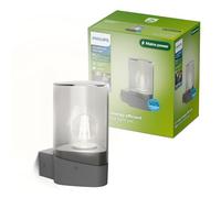 Philips Nayl Outdoor Wall Light, 840 lm, 2700 K, PowerShield, IP44 Weather-Resistant, Durable, Aluminum, Modern Design, UltraEfficient with LED Bulb, Anthracite Gray