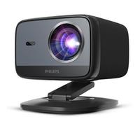 Philips NeoPix 450 Smart Full HD compact LED projector with a 180-degree rotating stand and a Google TV streaming device