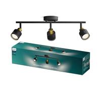 PHILIPS Niall Spot 3-Head,GU10 not Included, Brass, IP20, Black/Gold