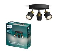 PHILIPS Niall Spot 3-Head on Round plale, GU10 not Included, Brass, IP20, Black-Gold