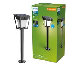 PHILIPS Nissa UltraEfficient Outdoor Solar Pedestal Light with Sensor, 3000K, 250/25lm, Black