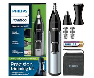 Philips Norelco Nose Trimmer 5000, For Nose, Ears, Eyebrows, Black and Silver, NT5600/42