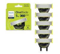 Philips Norelco OneBlade 360 Blades, Genuine Replacement Blades for OneBlade Electric Shaver and Trimmer, Durable Stainless Steel, 5 Pack, QP450/80