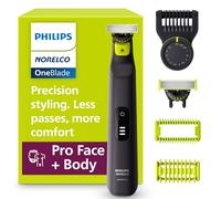 Philips Norelco OneBlade Pro 360 Face + Body, Electric Shaver, Beard Trimmer and Body Groomer, with 360 Blade Technology, 14-Length Precision Comb, Body Kit, Soft Pouch, Model QP6542/70