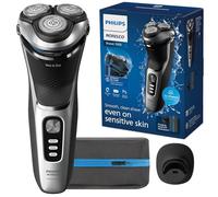 Philips Norelco Shaver 3900 Series, Electric Wet/Dry Shaver, P-Cap, Travel Bag, Charging Stand, Storm Blue, Model S3341/92