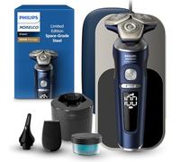 Philips Norelco Shaver Series 9000 Prestige, Wet and Dry Electric Shaver, Blue, Lift & Cut Shaving System, SkinIQ Technology, Precision Trimmer, Nose Trimmer, Qi Charging Pad, Cleaning Pod, SP9886/89