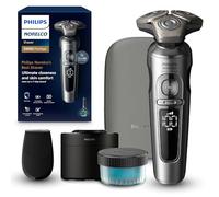 Philips Norelco Shaver Series 9000 Prestige, Wet and Dry Electric Shaver, Lift & Cut Shaving System, SenseIQ Technology, Precision Trimmer, Cleaning Pod and Premium Pouch, Bright Chrome, SP9841/84