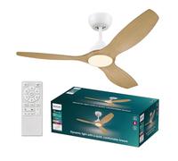 Philips LED fan Olas, Ø 132 cm, brown/white, quiet