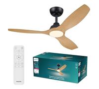 PHILIPS Olas Ceiling Fan Light, LED Light, 132cm Diameter, Black/Wood