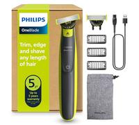 Philips OneBlade 360 Authentic Electric Beard Trimmer and Shaver, 2X 360 Blades, 3X Stubble Comb (1,3,5mm), QP2724/31