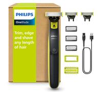 Philips OneBlade 360 Hybrid Face + Body, Electric Shaver, Beard Trimmer and Body Groomer, with 360 Blade Technology, 3X 360 Blade for Face, 3X Stubble Comb (1,3,5mm), 1x Body Kit, Model QP2824/31