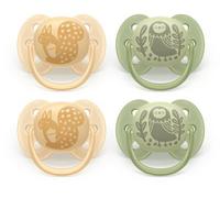 Philips Avent Ultra Soft Soothers - Orthodontic Design, for Babies 6-18 Months, Flexible Shield, Silicone Symmetrical Teat, BPA-Free, 2 Sterilizing Cases, 4 Pack, SCF091/52