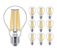 PHILIPS Pack of 10 x CorePro LED 17W (150W Replacement) A67 Bulb, E27 Edison Screw, Non-Dimmable, 2700 Warm White, Clear Glass Bulb (10)
