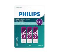 Philips Pendrive USB 3.0 64GB Vivid Edition (64GB, Pack of 3) FM64FD00E Purple 64GB Confezione 3 pezzi