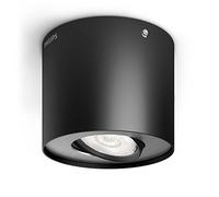 Philips Phase LED Spotlight, Dimming to 10%, 2700K, Easy to Install Ceiling Spotlights, 500lm, 6.5W, Adjustable Spot Head, LED Lamp with EyeComfort, Black
