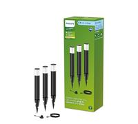 Philips Purex Gardenlink Low-Voltage Outdoor Path Light Pedestal 3 Pack, 3X1.5W, Black, 24V, IP44 Water Resistant