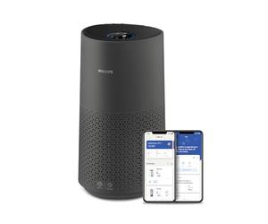 Philips Purificateur d'air série 1000i - Élimine les germes, la poussière et les allergènes dans les pièces jusqu'à 78 m², Mode veille, Gris et noir (AC1715/11)