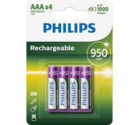 Philips R03B4A95/10 Rechargeable Batteries AAA 950 mAh 1.2 V Pack of 4 in Blister Packaging