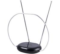 Philips Rabbit Ears Black Indoor TV Antenna, Dipoles and Circular Loop, Tabletop, Digital, Smart TV Compatible, HDTV, 4K 1080P VHF UHF, 5Ft Coaxial Cable, SDV8201B/27