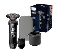 Philips Rasierer S9000 Prestige - Elektrischer NASS- und Trockenrasierer, Schwarz matt, Lift & Cut-Rasiersystem, SkinIQ-Technologie, Bartstyler, Reinigungsstation & Premium-Etui (Modell SP9840/31)