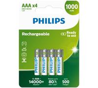 PHILIPS AAA Batteries - HR03 Rechargeable Batteries - NiMH 1.2V - 500 Recharges
