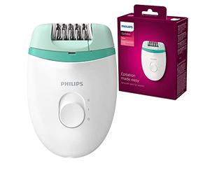Philips Satinelle Essential Epilator, Corded, Compact Hair Removal, BRE224/00 White & Green
