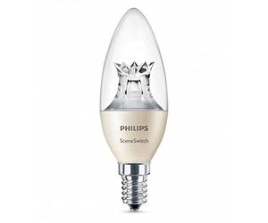 Philips Scene Switch LED E14 Small Edison Screw Candle Light Bulb, 3 Step Dimming, Natural Light, Cosy Light, 5.5 W (40 W) - Warm White