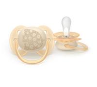Philips Avent Ultra Soft Soother - Orthodontic Design, for Babies 0-6 Months, Flexible Shield, Silicone Symmetrical Teat, BPA-Free, with Sterilizing Case, SCF092/06