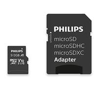 Philips SDXC Card 512GB + SD Adapter UHS-I U1 Reads up to 80MB/s A1 Fast App Performance V10 Memory Card for Smartphones, Tablet PC, Card Reader