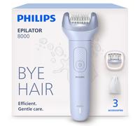 Philips Series 8000 Wet & Dry Cordless Epilator, Rechargeable, LED Light, 2 Attachments, Water Washable, 60 mins Run Time, BRE708/00