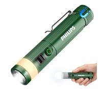 PHILIPS SFL5288 Rechargeable EDC Flat Flashlight with Camping, Warm White LED Combo, 1000 High Lumens Aluminium Portable Pocket Lights with 10 Modes, Two Sources for Outdoors Emergency Working (Green)