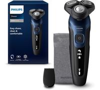Philips Shaver Series 5000 - Wet & Dry Electric Men's Shaver in Metallic Blue with Precision Trimmer and Soft Pouch Travel Case (Model S5465/18)