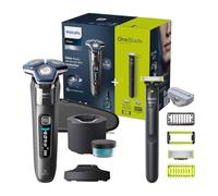 Philips Shaver Series 7000 - Wet & Dry Electric Shaver with SkinIQ Technology in Dark Chrome with Pop-up Trimmer, Quick Cleaning pod and Cartridge, Philips One Blade (Models S7887/78 and QI1864/20)