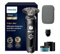 Philips Shaver Series 9000 Prestige, Wet and Dry Electric Shaver, Black Matte, Razor with Lift & Cut Shaving System, SkinIQ Technology, Beard Styler, Cleaning Pod, Premium Pouch, Model SP9840/31