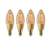 Philips Smart LED Filament C35 Candle E14, Amber, Tunable White, 4 Pack | 370 Lumens, 25 W Equivalent, Vintage Golden Glow, Extra-Warm to Cool White, Dimmable, App & Voice Control, Connected by WiZ