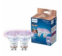 Philips Smart Light Bulb Spotlight Pin Base GU10 Full Colour & Warm/Cool Spectrum 50W 2pcs