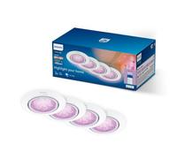 Philips Smart Lighting GU10 Kit, 4 Pack, Tunable White and Color, Total Solution, Tiltable Head, Dimmable, App Controls, Voice Controls, White