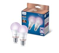 Philips Smart Lighting, LED RGB A60 Light Bulb, 2 Pack | Colour and Tuneable White Light 2200-6500K, Smart LED, E27 Base, 1521 Lm, Low Dimming, Bluetooth App Control, Smart Home