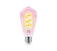 Philips Smart Lighting, Smart LED RGB Filament ST64 Bulb, E27 Base, 470 lm, Color and Tunable White Light 2200-6500 K, Low Dimming, Connected by WiZ, Alexa, Google Home, Apple Home