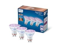 Philips Smart Lighting, LED RGB GU10 Glass Light Bulb, 3 Pack | Colour and Tunable White Light 2200-6500K, Smart LED, 345Lm, Low Dimming, Premium Glass, Bluetooth App Control, Smart Home