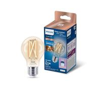 Philips Smart Lighting, Smart LED Filament A60 Bulb, E27 Base, 806 lm, Tunable White Light 2700-6500 K, Low Dimming, Connected by WiZ, Alexa, Google Home, Apple Home