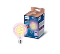 Philips Smart 6.3W G95 E27 RGB Filament Bulb Connected by WiZ, Clear