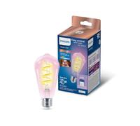 Philips Smart Lighting, Smart LED RGB Filament ST64 Bulb, E27 Base, 470 lm, Color and Tunable White Light 2200-6500 K, Low Dimming, Connected by WiZ, Alexa, Google Home, Apple Home