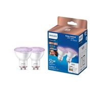 Philips Smart RGBW Colour Changing GU10 LED Wireless Light Bulbs, PAR16, 4.7W (50W Equivalent), 345 Lumens, Tunable White 2200-6500k, WiFi App & Voice Control (Apple, Alexa & Google) - 2 Pack