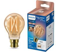 Philips Smart Wiz Connected Vintage LED Light Bulb, B22, Dimmable, 640 Lumens, Tunable, Warm White or Cool White, Alexa and Google Compatible, App and Voice Control