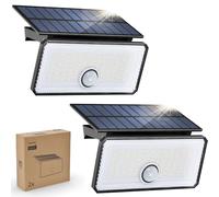 Philips Solar Motion Sensor Lights Outdoor 2 Pack, 3 Modes, 1000LM 7000K Daylight, Waterproof Solar Powered Flood Lights for Garden, Yard, Garage